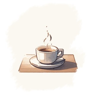 Illustration du mot « café », pour travailler le son « c » dur (ca, co, cu)