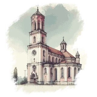 Illustration du mot « église », pour travailler les sons « e », « é » et « è »