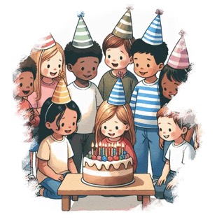 Illustration du mot « fête », pour travailler les sons « e », « é » et « è »