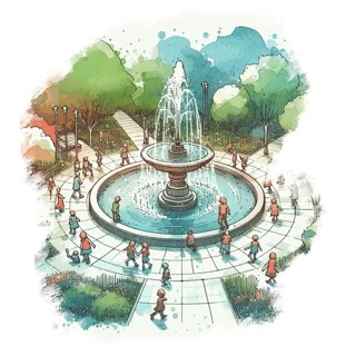 Illustration du mot « fontaine », pour travailler le son « è » écrit ai, ei, et, ê