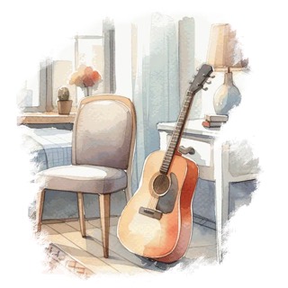 Illustration du mot « guitare », pour travailler le son « g » dur (ga, go, gu)