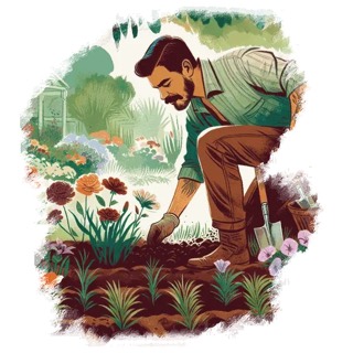 Illustration du mot « jardinier », pour travailler le son « é » écrit er, ez, ier
