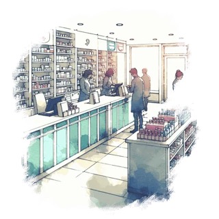 Illustration du mot « pharmacie », pour travailler le son « ph »