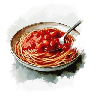 Illustration du mot « spaghetti », pour travailler les groupes sp, st, sc