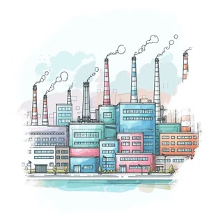 Illustration du mot « usine », pour travailler le son « u »