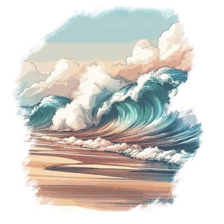 Illustration du mot « vague », pour travailler le son « v »