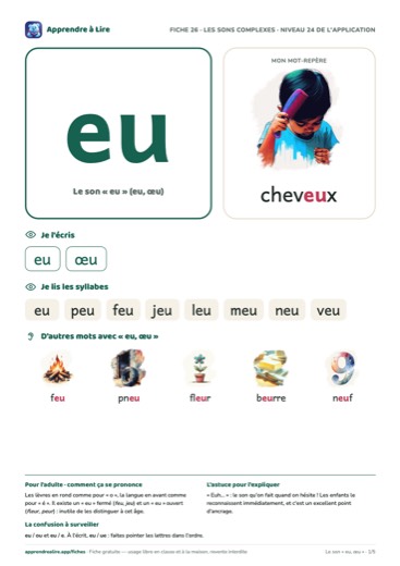 Aperçu de la fiche du son « eu, œu »