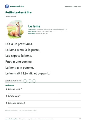 Aperçu : Petits textes à lire