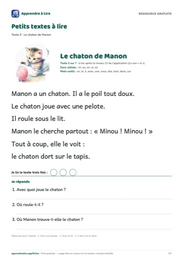 Page 3 : Le chaton de Manon