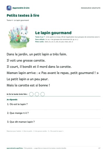 Page 4 : Le lapin gourmand