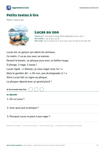 Page 6 : Lucas au zoo